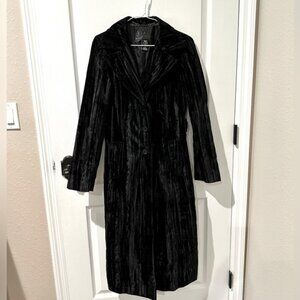 Guess Jeans Glamour Black Crushed Velvet Duster Trench Coat